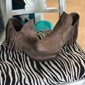 Tan Fringe Booties
